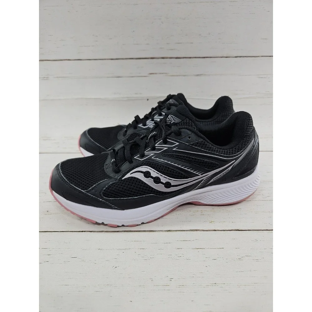 Saucony Cohesion 14 Athletic Running Shoes Womens 9.5 Wide Black Pink S10628-1